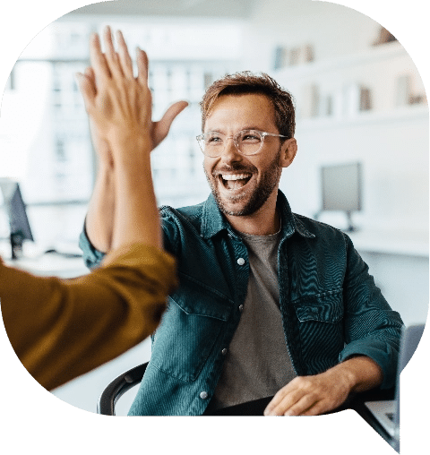 Man with Glasses High Fiving